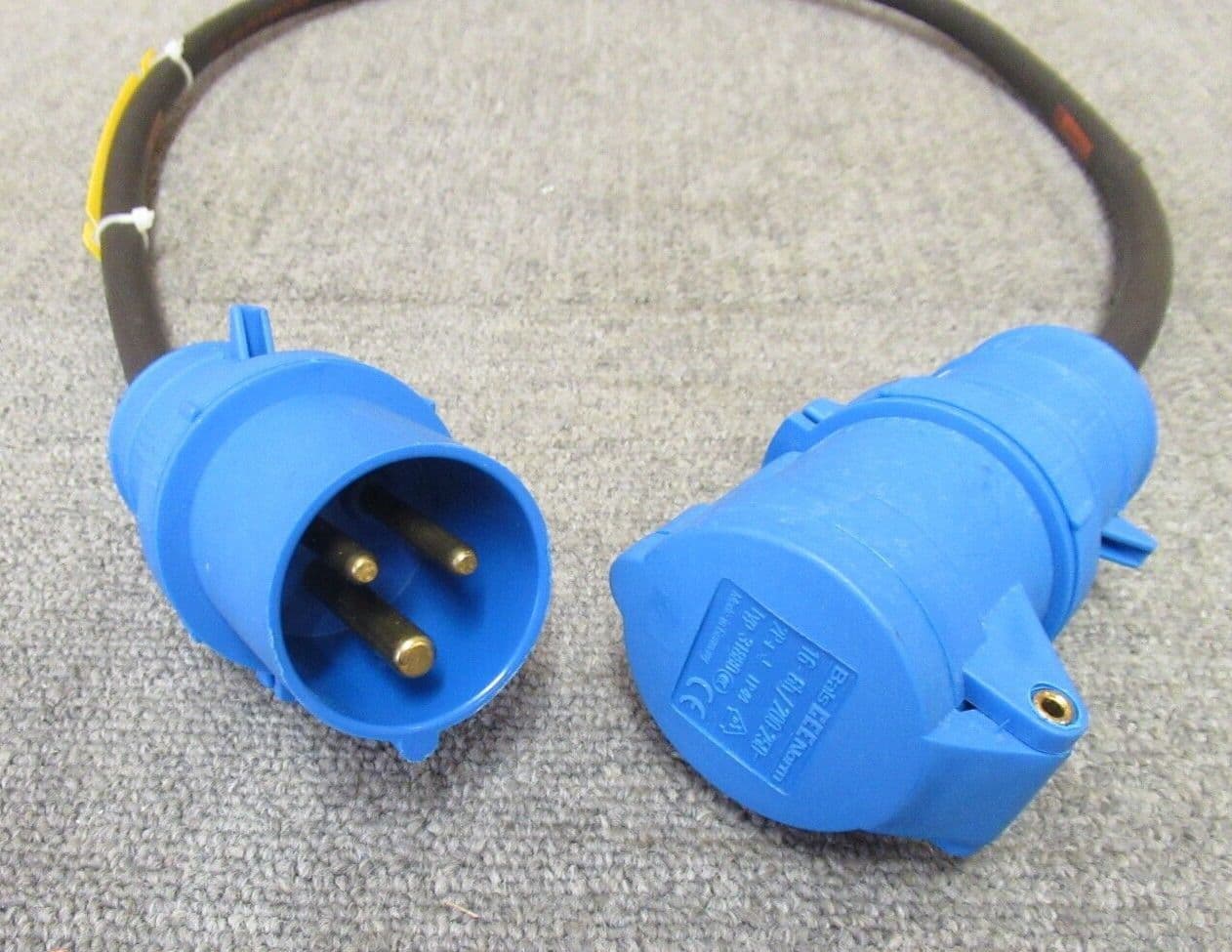 Newlec IP44 240V 16A Blue Commando Plug Male To Female 1M Socket ...