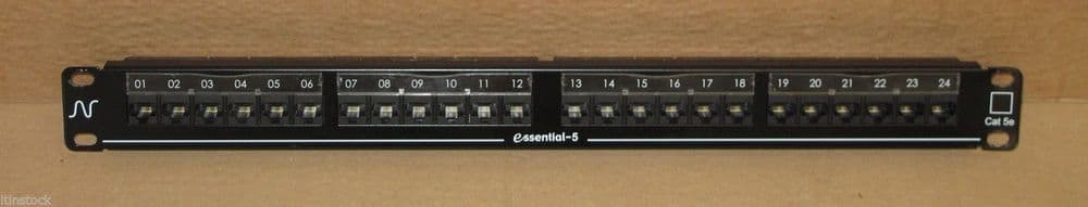 Nexans Essential 24-Port 1U Rack Mount Network Patch Panel RJ45 Black
