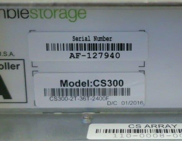 PassCode パネル　南菜生　2枚 Nimble Storage Array CS300 13x 3TB HDD 2x Controllers 2x PSU