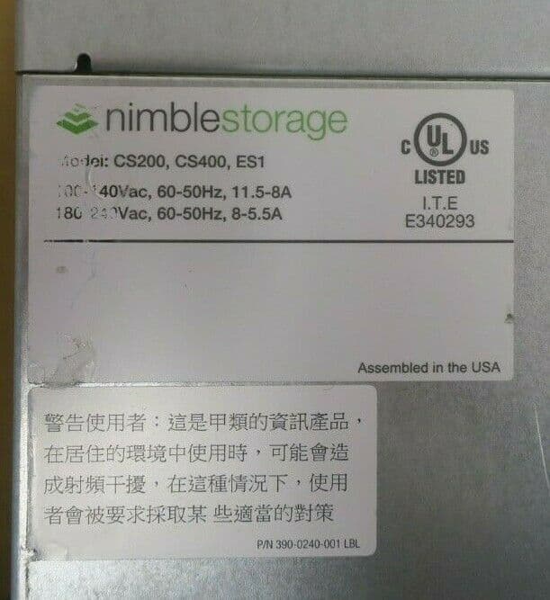 Nimble Storage SAN Expansion Array ES1H25 15x 1TB 7 2K SAS HDD 16Bay