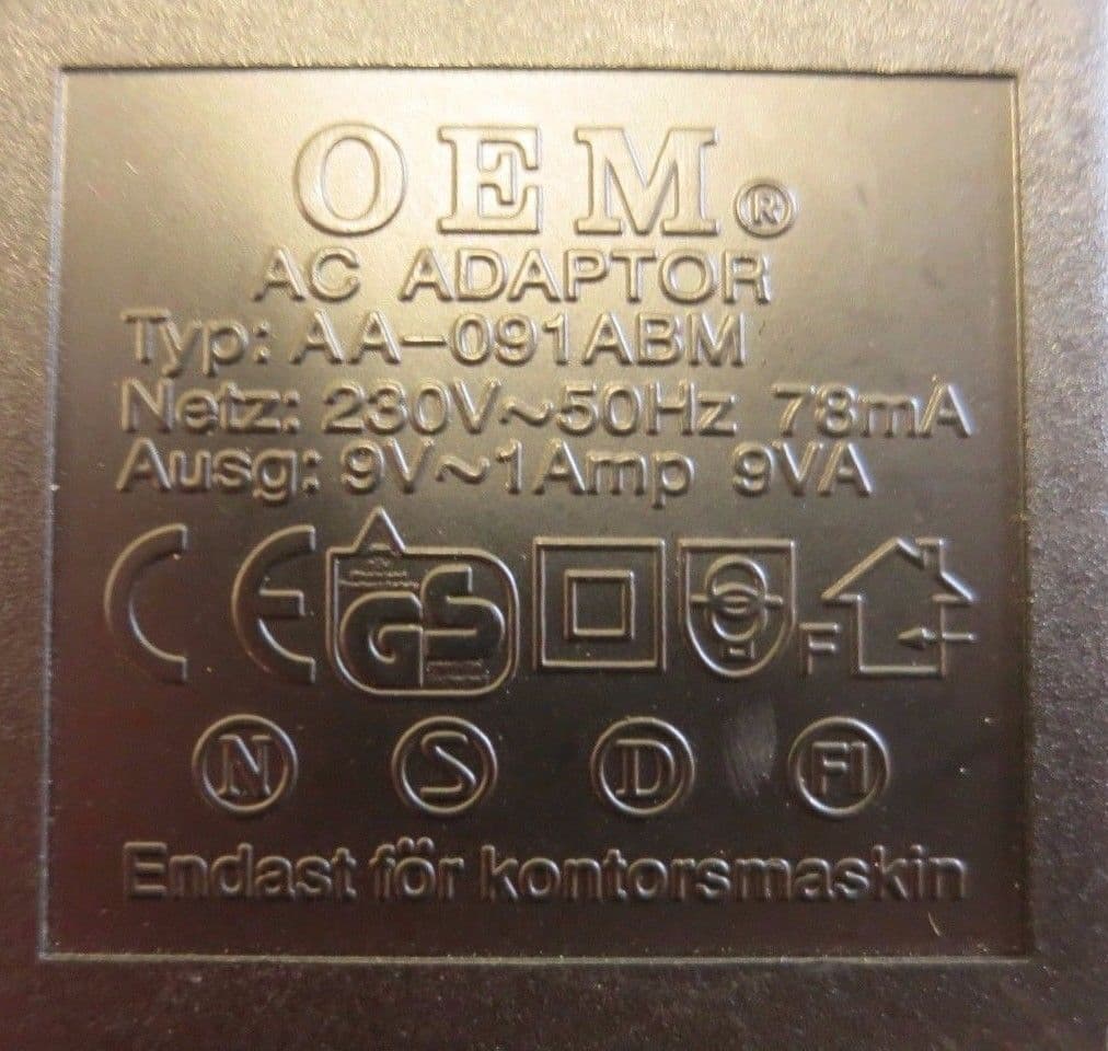 LEI 480910UK POWER Supply AC Adapter Black 9-Volt 1000mA For Polk Audio - Foto 10