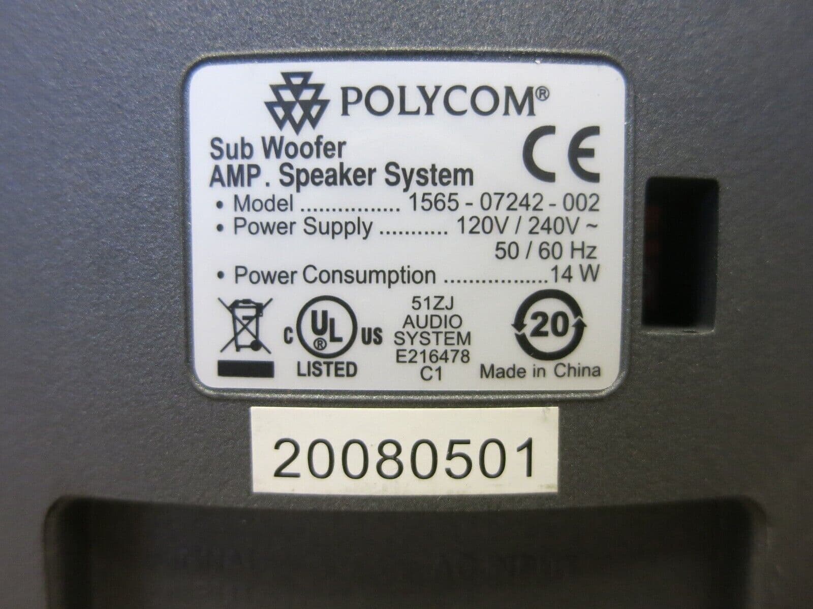 Polycom SoundStation VTX 1000 Subwoofer AMP Grey Speaker 220-240V 1565 ...