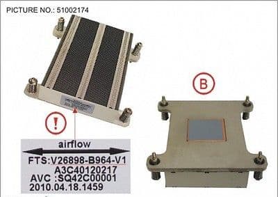 Primergy RX200 S6 V26898-B964-V1 38016379 A3C40120217 heatsink Heat sink