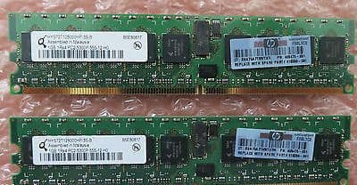 Barrette Mémoire RAM Qimonda 2GB PC2-5300F - Réf. HYS72T256421EFA-3S-C2 - Pour Serveur RX300 S4 - Occasion Testée