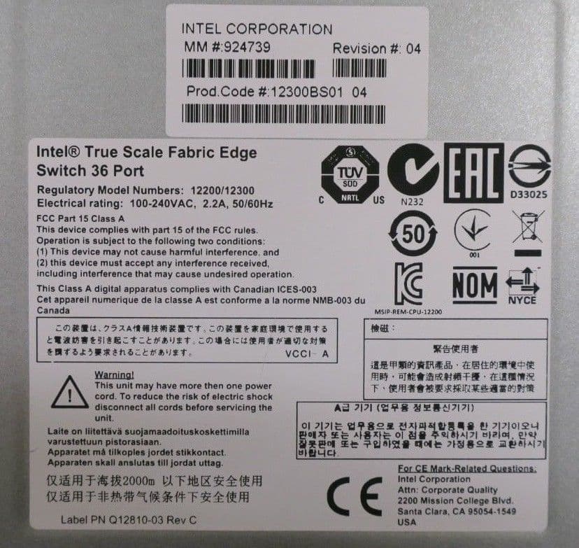 Qlogic Intel Managed Switch 36-Port QDR InfiniBand 12300 36 x