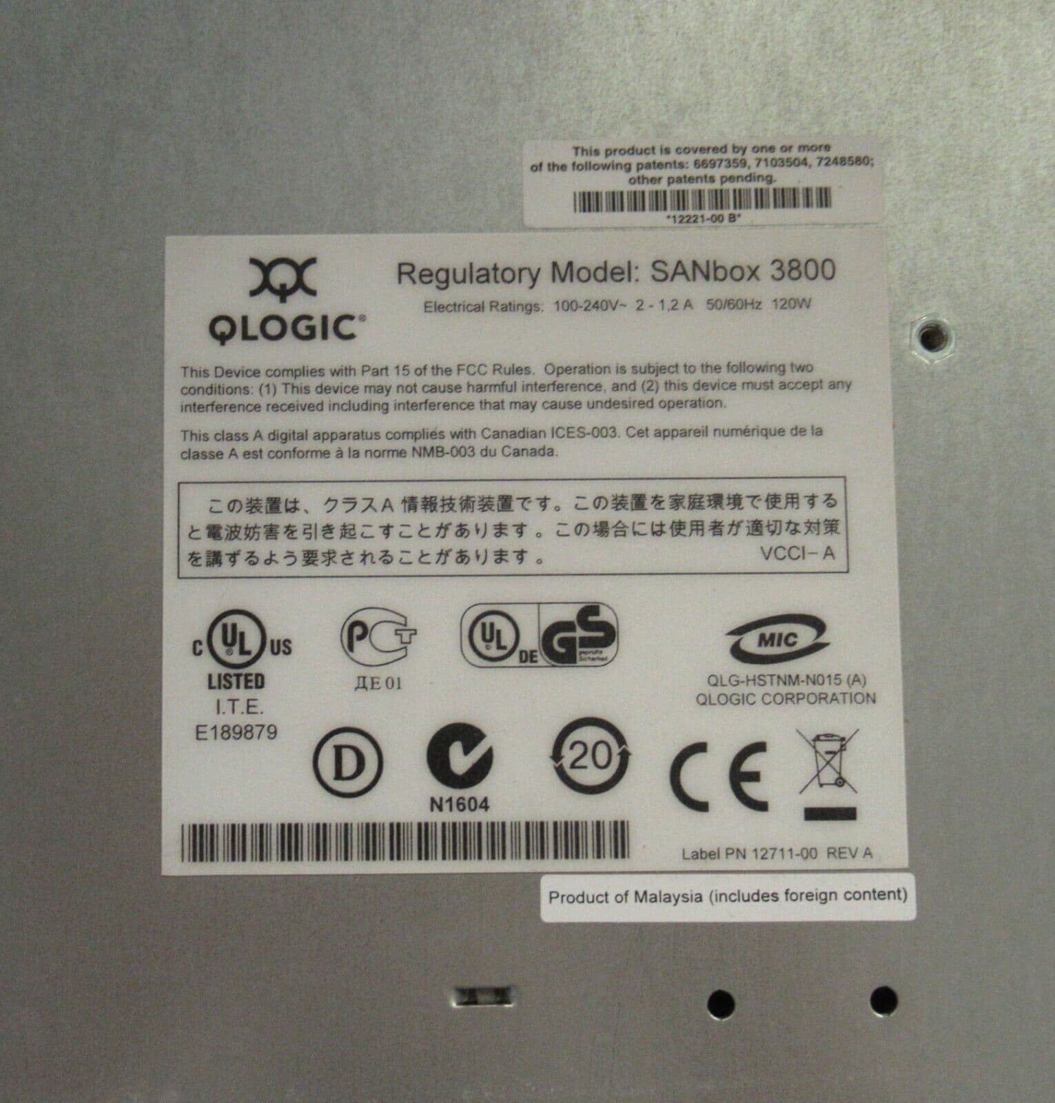 QLogic SANbox 3810 8Port 4Gb Fibre Channel FC Stackable Switch SB381008A8