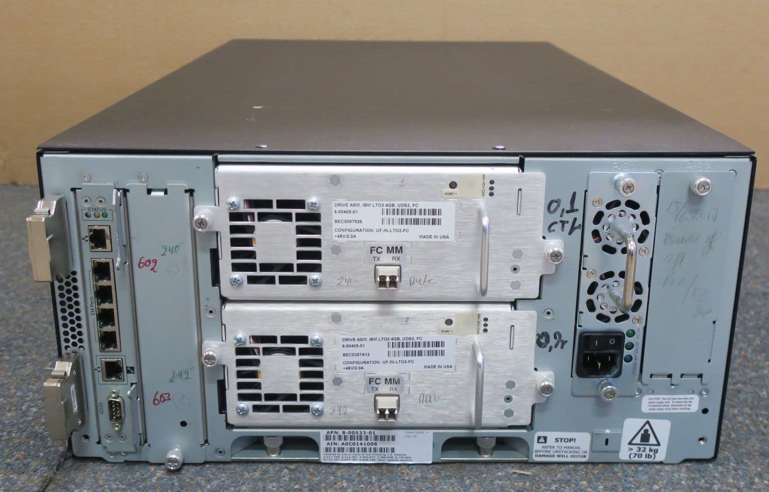 Quantum Scalar i500 Tape Library Data Storage Backup 80053301 2x LTO3