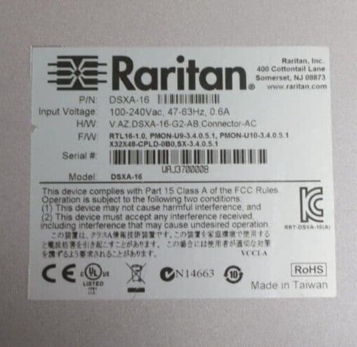 Raritan Dominion SX16 DSXA-16 16-Port Dual PSU 1U Secure Serial Console ...