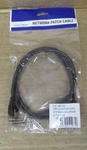 RJ45 Male - RJ45 Male Network Patch Cable 4861-61 1 Metre Snag Proof Black CAT5e
