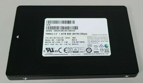 Samsung 1.92TB SATA 6G/s 2.5" TLC Read Intensive SSD PM863 Enterprise MZ-7LM1T90