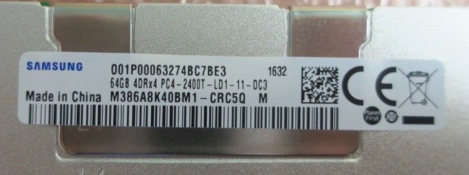 SAMSUNG 64GB PC4-2400T-L LOAD REDUCED ECC 4DRX4 MEMORY LRDIMM