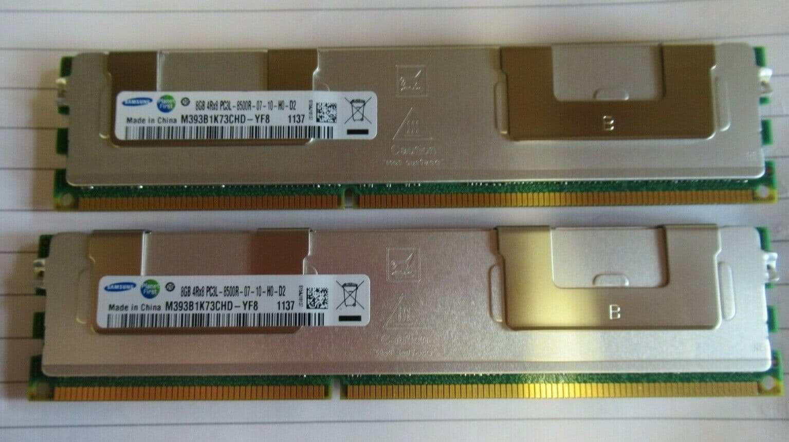 Samsung M393b1k73chd Yf8 16gb 2x8gb Pc3 8500 Ddr3 Ecc Cl7 240p 1 35v Memory