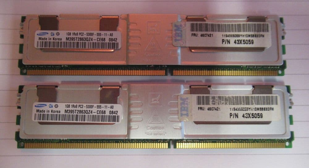 Samsung M395T2863QZ4CE68 43X5059 2GB 2x1GB PC25300 DDR2667MHz ECC CL5