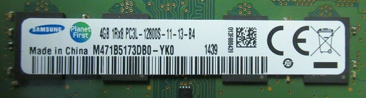 001☆SAMSUNG PC3L-12800S-11-13-B4 4GB×2　計8GB 動作品　 Samsung M471B5173DB0-YK0 4GB DDR3-1600MHz PC3L-12800S CL11 204-Pin