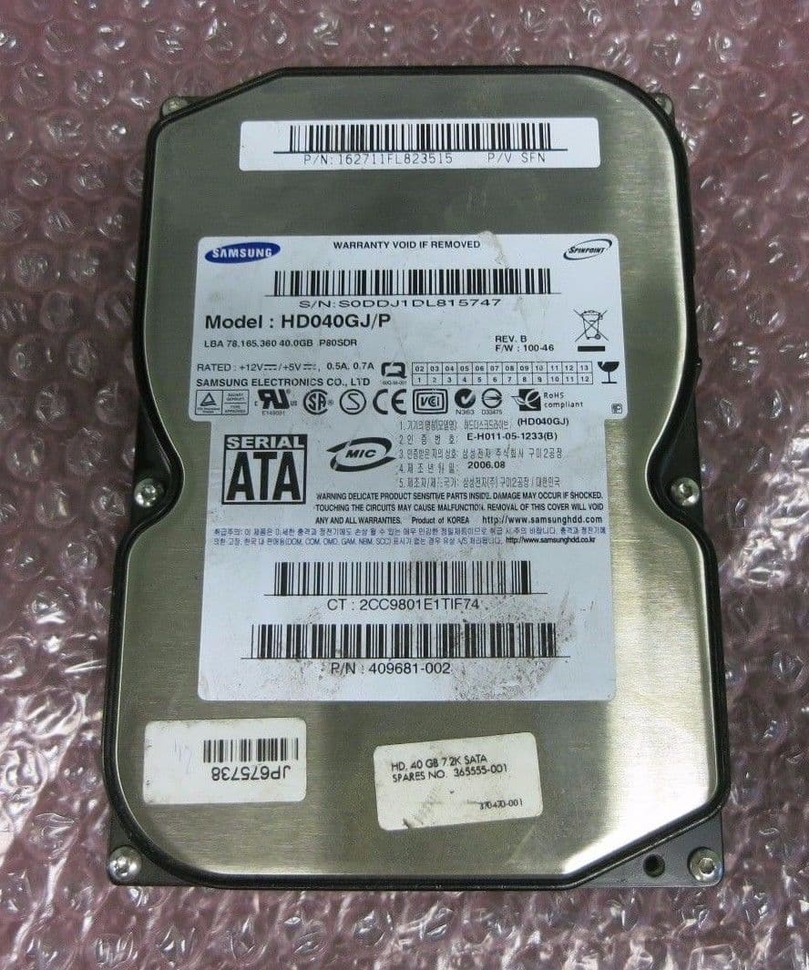 Samsung SpinPoint HD040GJ/P 40GB SATA/300 7200RPM 8MB Hard Drive Disc HDD