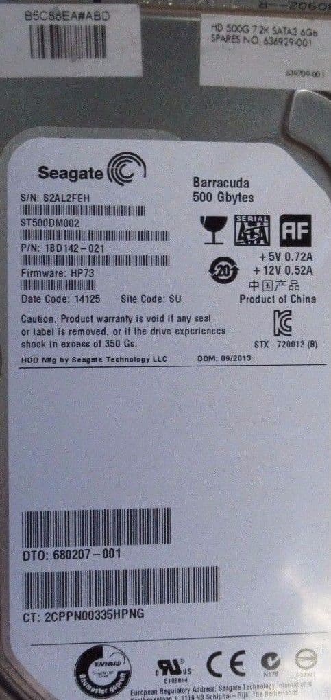 Seagate Barracuda ST500DM002 1BD142-021 3 5in 500GB 7200rpm 16MB Cache HDD