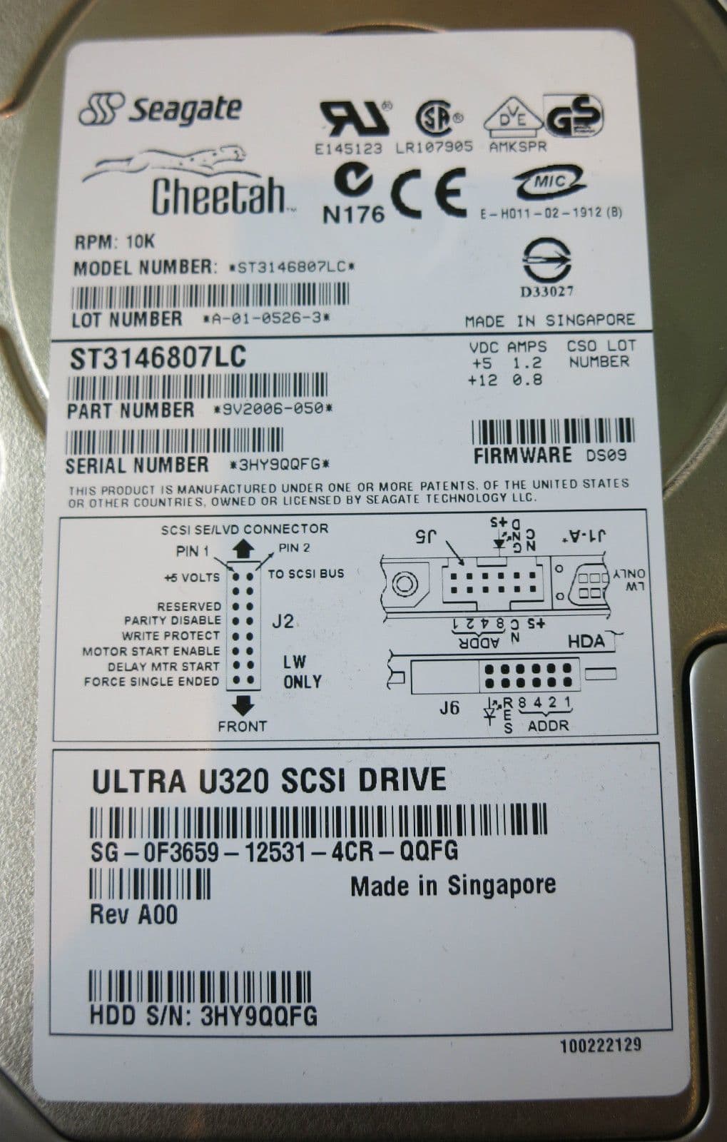 Seagate Cheetah ST3146807LC 146GB 10K Ultra 320 SCSI Hard Drive with Caddy