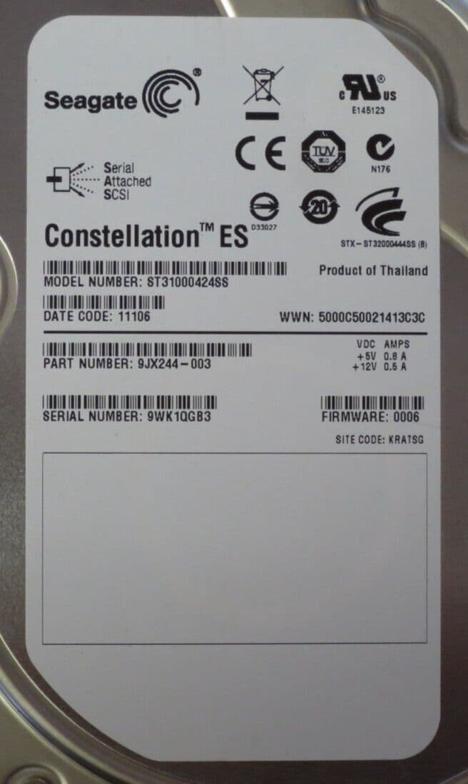 Seagate Constellation ES 1TB 2 5" 7 2k LFF SAS Hard Drive HDD - ST1000424SS
