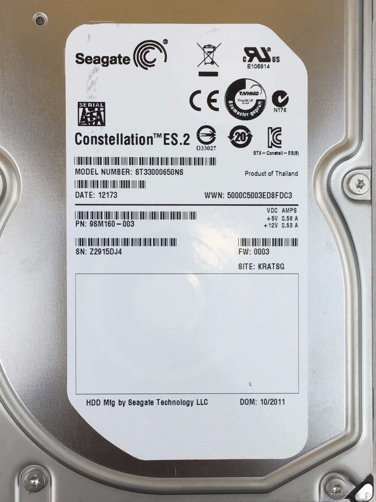 Seagate Constellation ES ST33000650NS 3TB 7200 RPM SATA 6 0Gb/s 3 5 ...