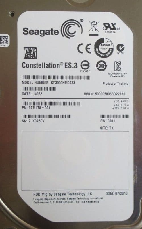 Seagate Constellation ES 3 3TB 7 2K SATA 6Gb/s 128MB Cache 3 5" HDD ...