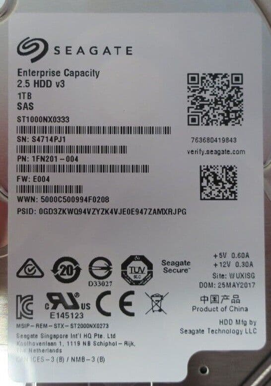 Seagate Enterprise Capacity 1TB 7 2K SAS 12G 2 5" ST1000NX0333 Hard ...