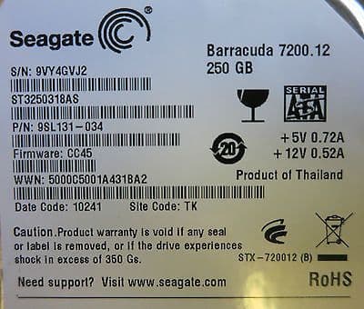 Seagate ST3250318AS 9SL131-034 Barracuda 7200-12 250G 7200 RPM 3Gb/s ...