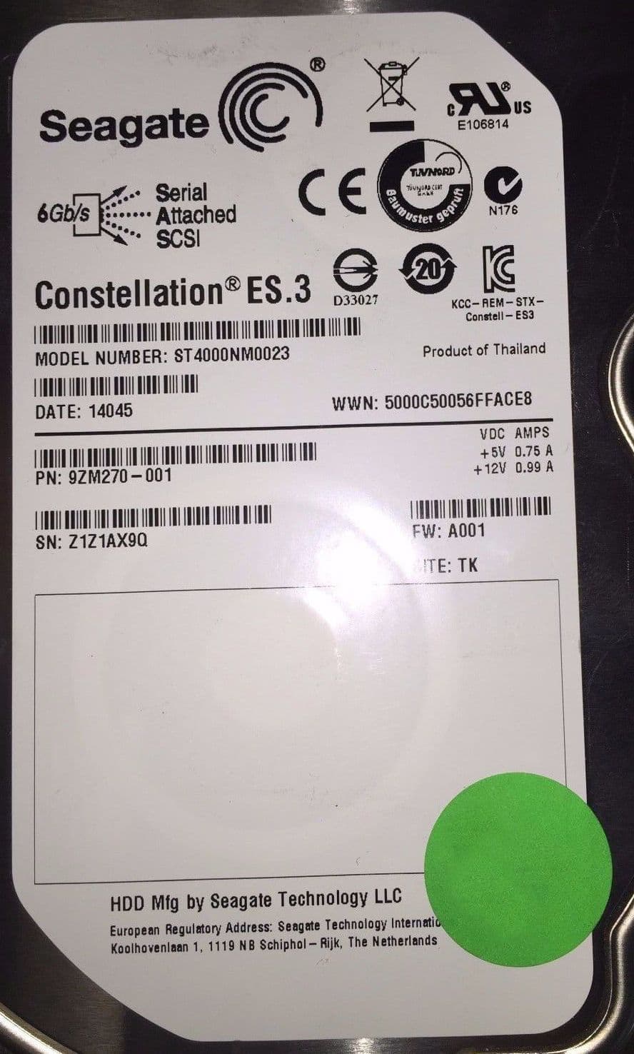 Seagate ST4000NM0023 4TB 3 5" SAS 6GB/S 7200RPM Enterprise Storage Hard ...