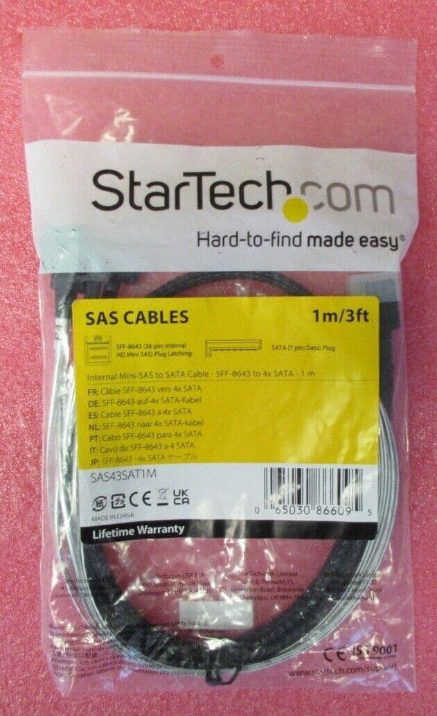 Cavo Adattatore SFF-8643 A 4 SATA - 1 Metro - Ricondizionato