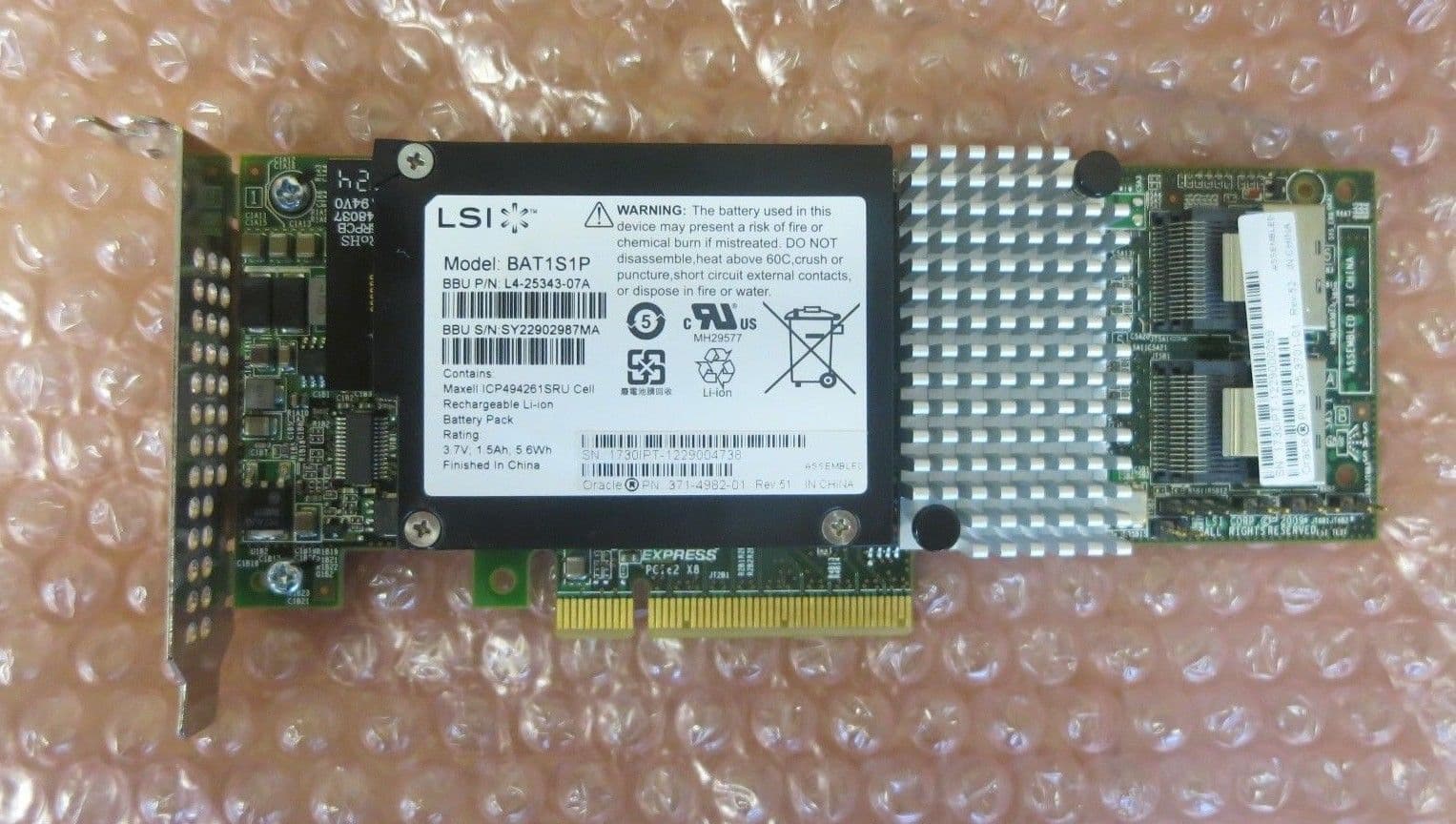 Sun LSI 3753701 8 Port 6GB PCIe Raid Controller Low Profile L325343