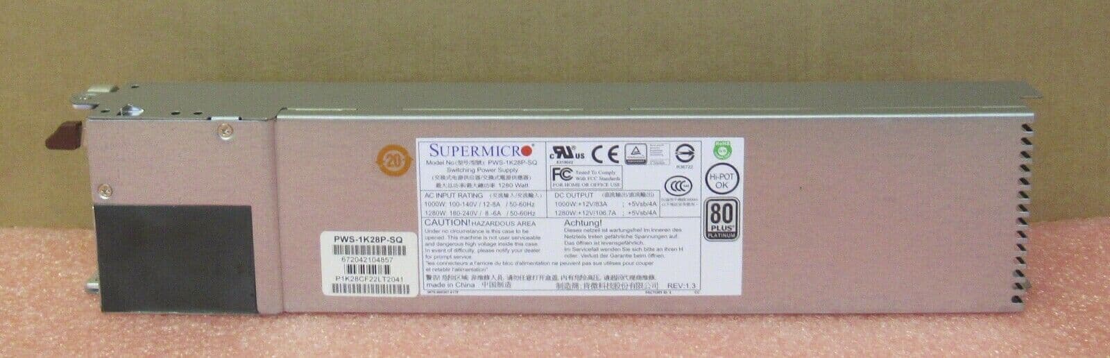 Supermicro 1280W 1U 80 Plus Platinum Redundant Power Supply PSU PWS ...
