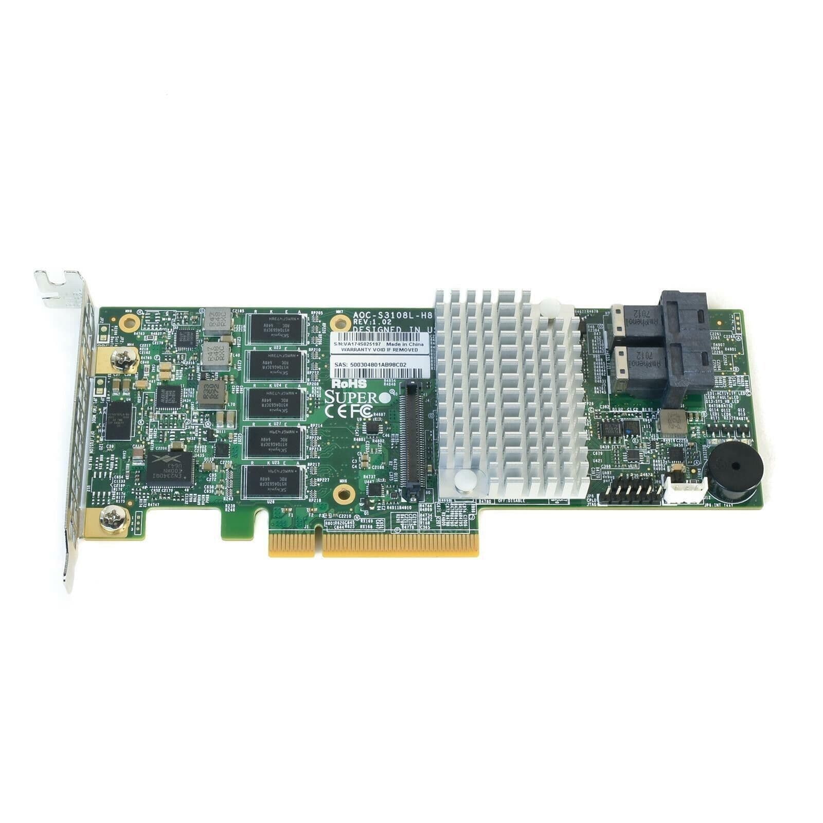 SUPERMICRO AOC-S3108L-H8IR 2GB 8-Port SAS3 12Gbps PCI-e 3 0 RAID ...