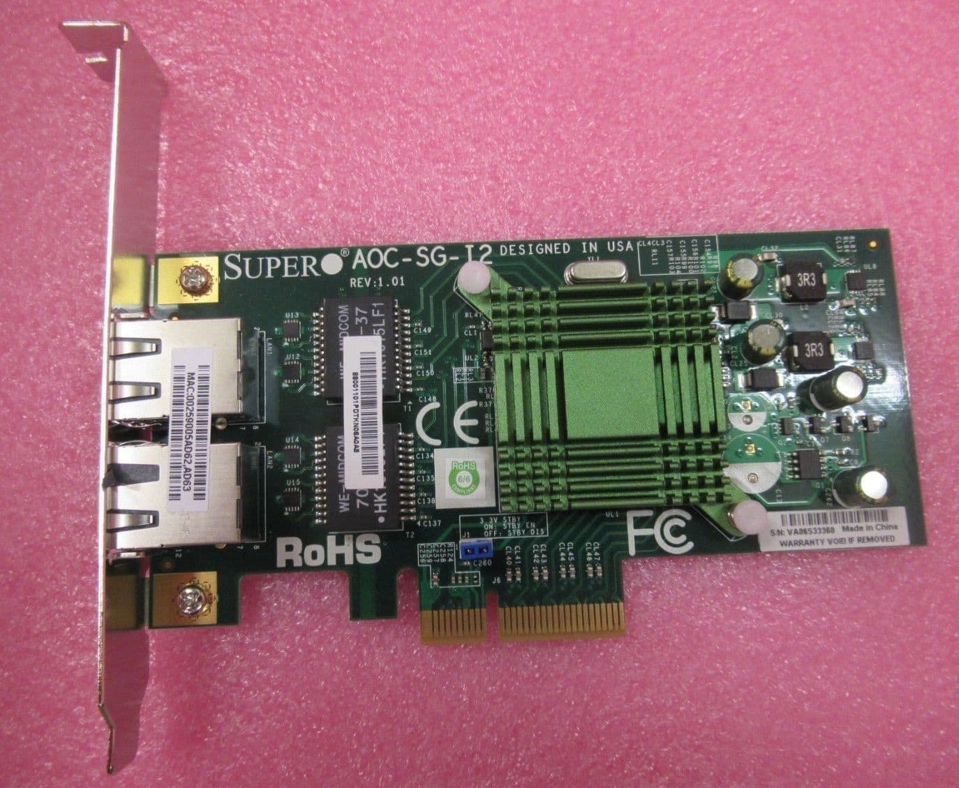 Supermicro AOC-SG-I2 Dual Port Gigabit Ethernet Network Adapter Add-on ...