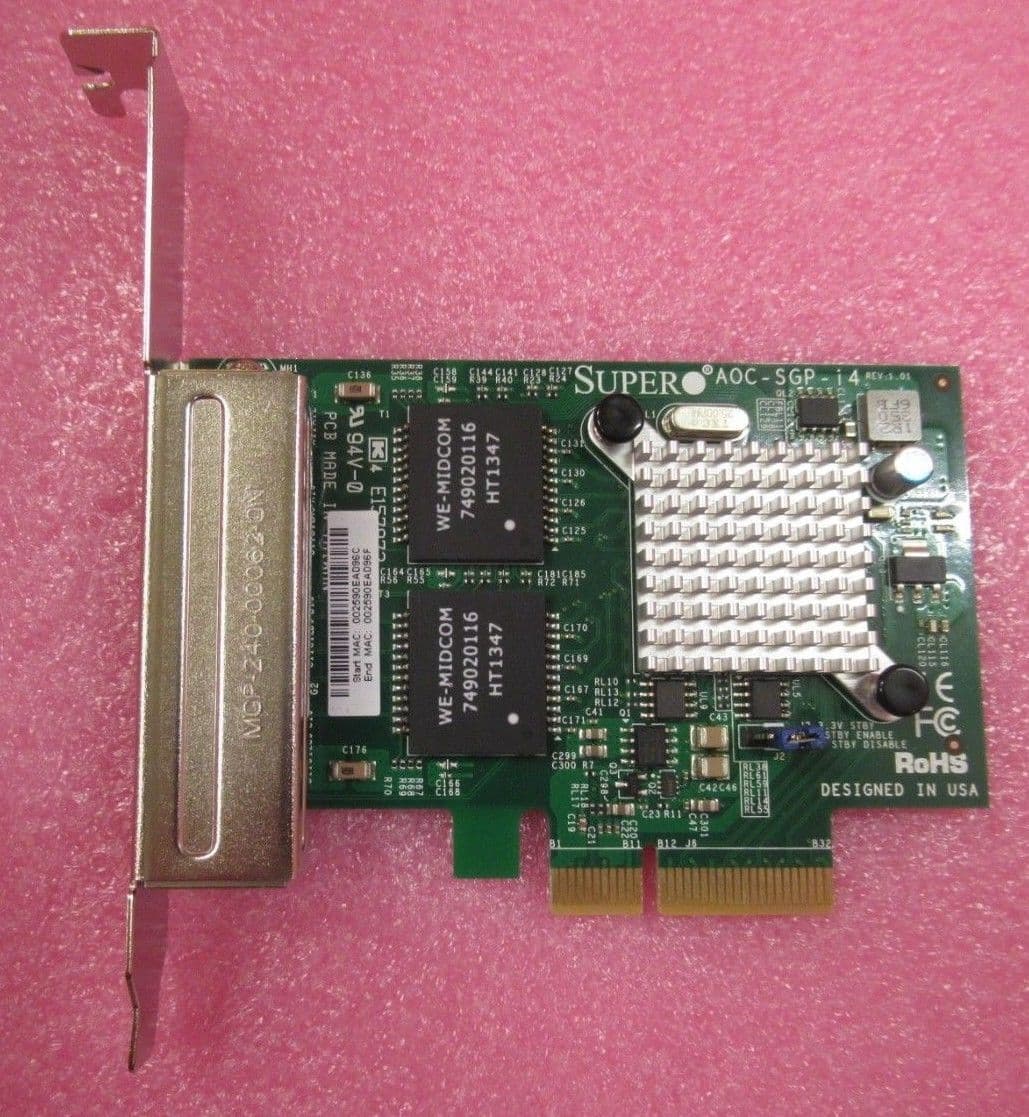 Supermicro AOC-SGP-I4 Quad Port Gigabit Ethernet NIC Network Controller ...