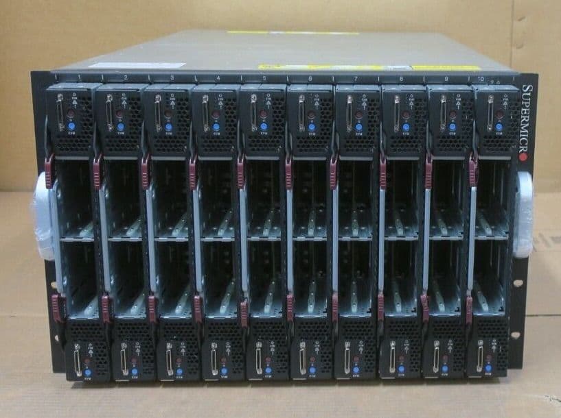 Supermicro SuperBlade SBE-720E-R90 10x SBI-7228R-T2X 40 x E5-2650v4 ...