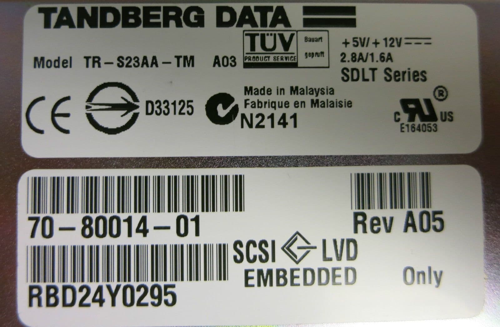 Tandberg SDLT 320 / 70-80014-01 Internal SCSI Backup Tape Drive