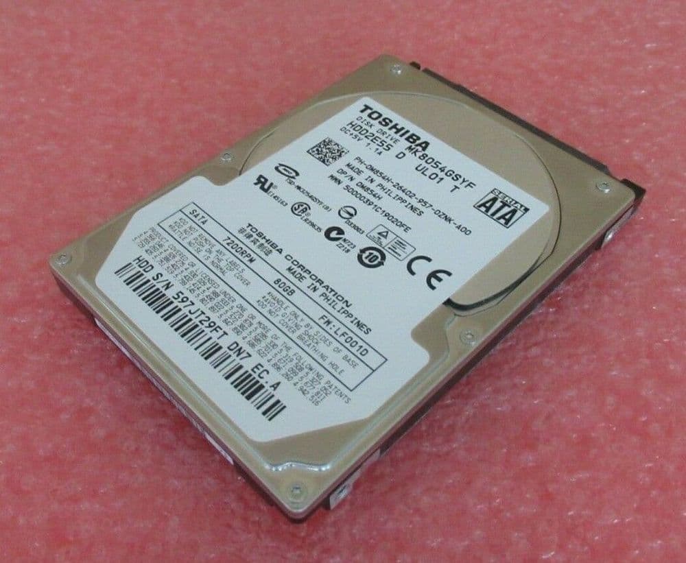 Toshiba 80GB HDD 7 2K 2 5" SATA Hard Drive Disk MK8054GSYF M854H