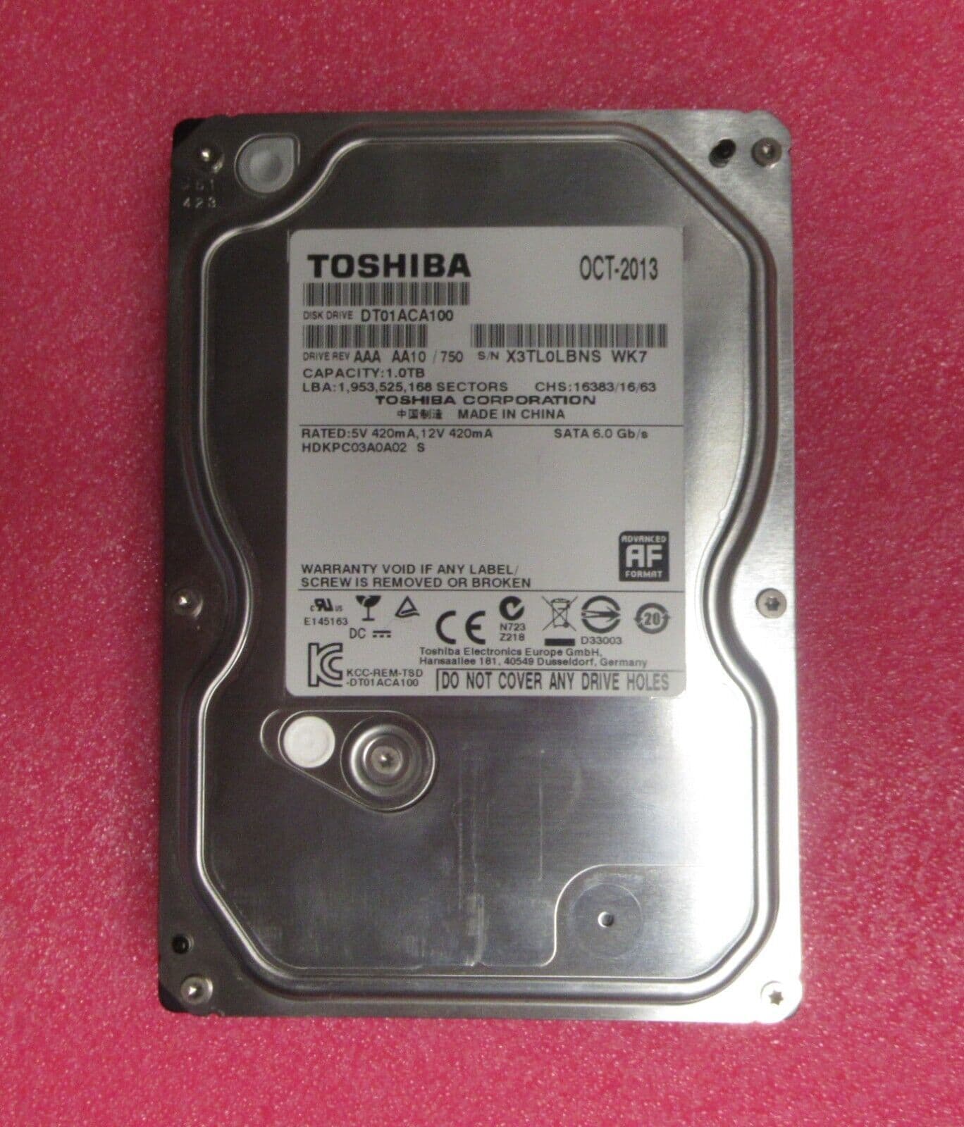 Toshiba DT01ACA100 1TB 7200RPM 6Gb/s 3 5" SATA 32MB Cache HDD Hard Drive