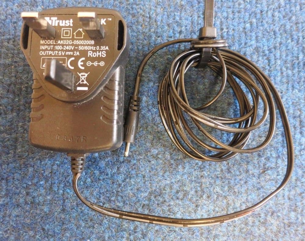 Trust AK02G-0500200B UK Plug AC Power Adapter Charger 10 Watt 5 Volts 2 ...