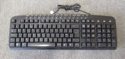 USB Wired Black UK QWERTY 15 Hot Keys Multimedia Keyboard