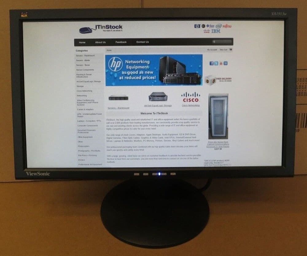 ViewSonic VA1913W 19" Black LCD TFT LED Flat Screen PC Monitor VGA