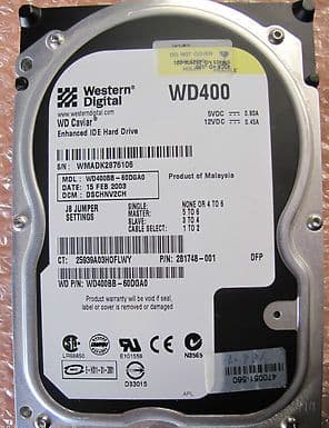 Western Digital Caviar WD400BB-60DGA0 40GB IDE Internal Hard Drive 7200 rpm