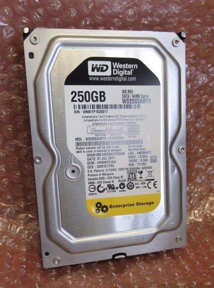 Western Digital RE4 WD2503ABYX 250GB 7200 RPM 64MB Cache SATA Hard Disk ...