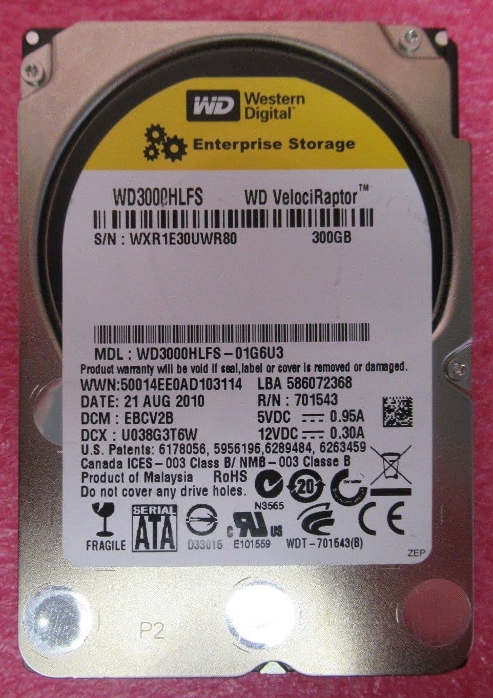 Western Digital 300 GB VelociRaptor SATA 3 Gb/s 10,000 RPM 16 MB Cache Bulk/OEM Enterprise Hard Drive - WD3000HLFS WESTERN DIGITAL VELOCIRAPTOR 300GB 10K 2.5\" 16MB SATA HDD - WD3000BLFS