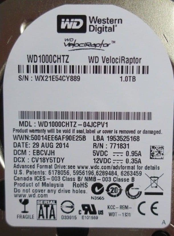 Western Digital WD VelociRaptor WD1000CHTZ 1TB 10K SATA 6Gb/s Hard ...