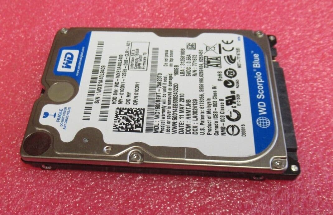 Western Digital WD1600BEVT-75A23T0 Scorpio Blue 160GB 5400RPM SATA 8MB ...