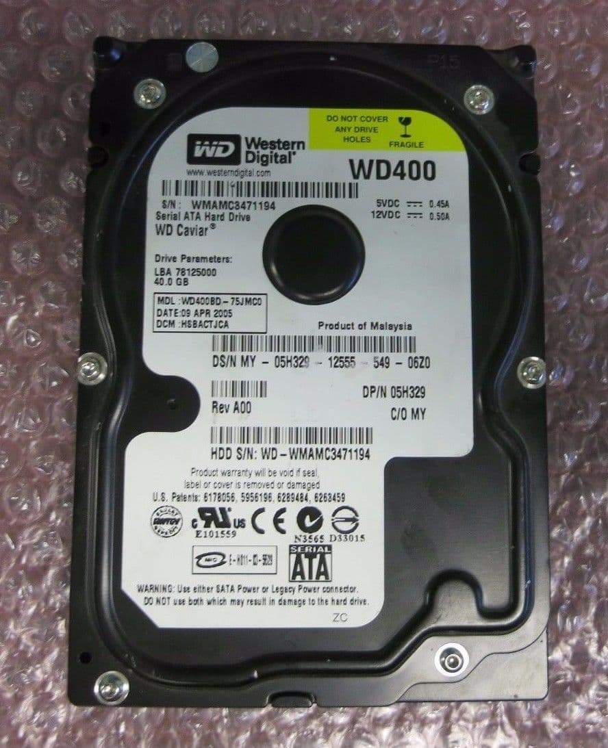 Western Digital WD400 WD400BD-75JMC0 40GB Hard Drive Disc SATA HDD