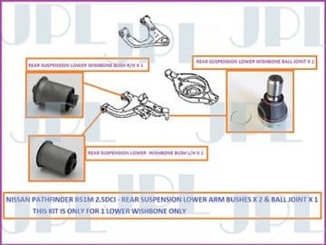 Nissan Pathfinder R51M - 2.5dCi - YD25 (01/2005+) - Rear Lower Wishbone Arm Bushes + Ball Joint