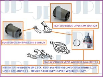 Nissan Pathfinder R51M - 2.5dCi - YD25 (01/2005+) - Rear Upper Wishbone Arm Bushes + Ball Joint