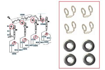 Toyota Hilux 2.5TD Pick Up D4D - KDN165 - MK5 (08/2001+) - Engine Fuel Injector Washer & Gasket Set