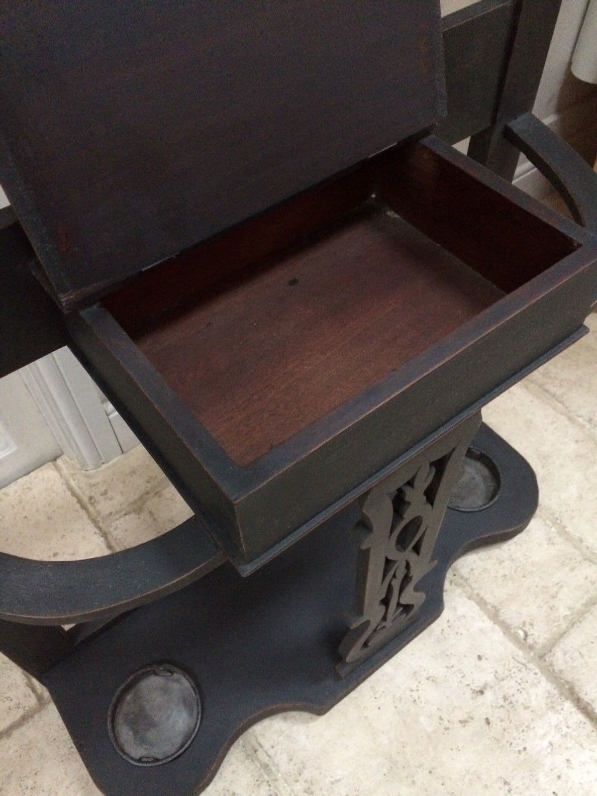 Antique Black Painted Hall Stand Coat Hat Rack Hall Table with Mirror ...